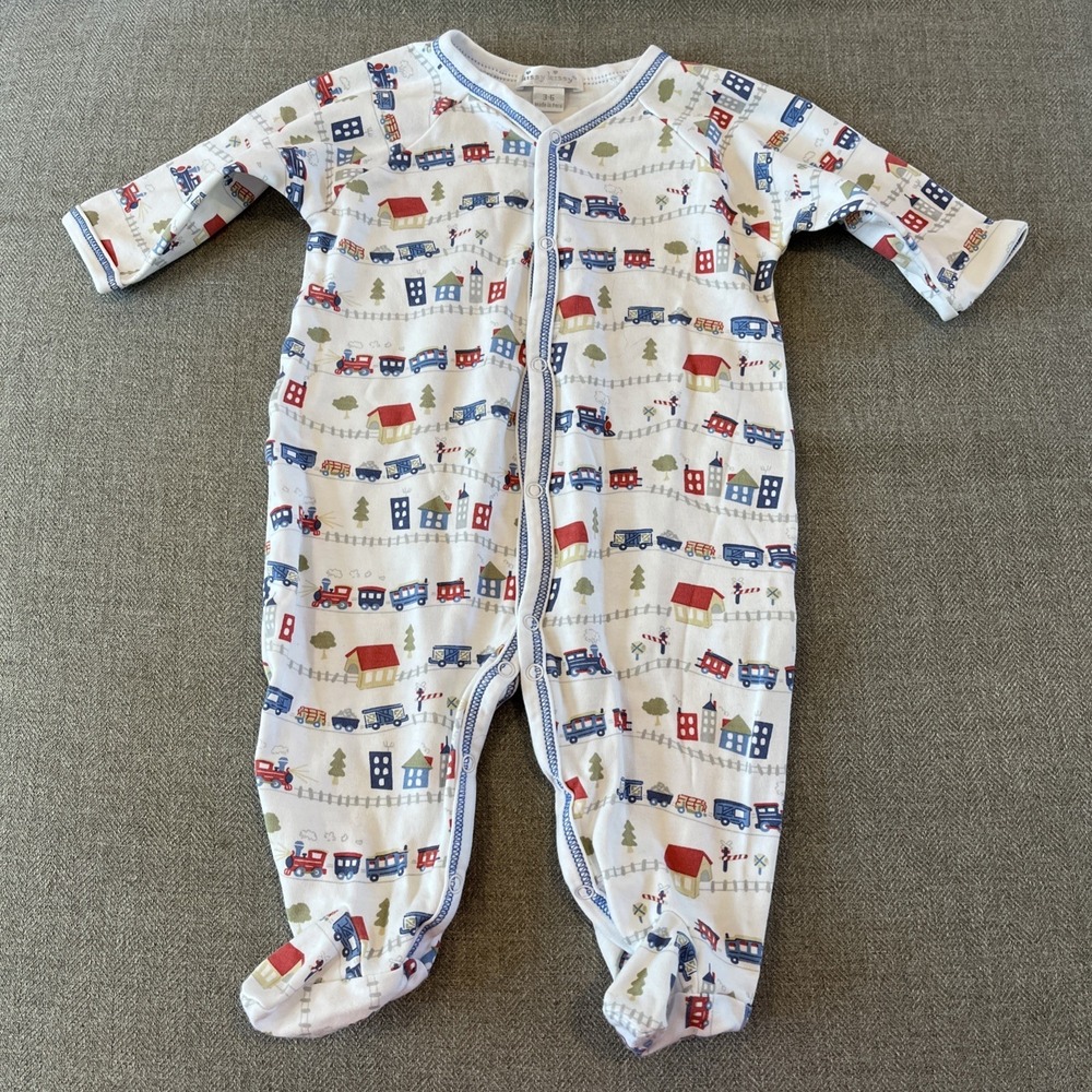 NWOT Kissy Kissy Train Footie Pajama Pima Cotton Dogs Size 3-6 Months Choo-choo